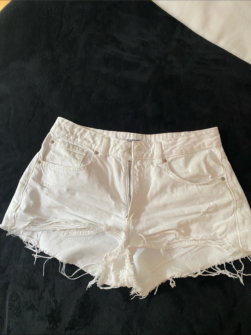 Garage White Distressed Cutoff Denim Shorts